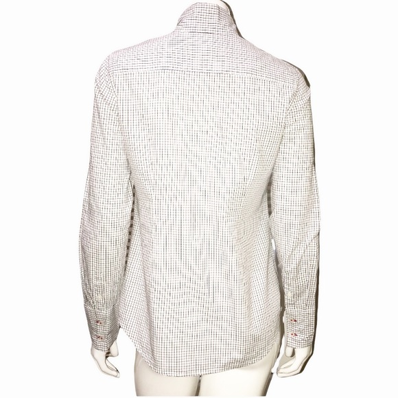 * SOLD * Tommy Hilfiger Pussy Bow Windowpane Print Button front Cotton Shirt - S - Picture 4 of 14